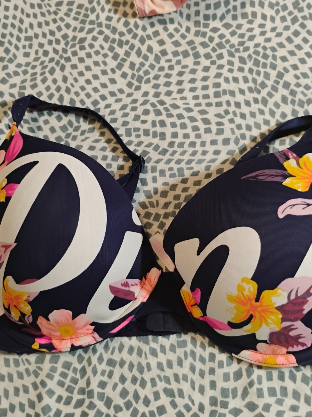 Floral Navy Underwire Push-Up Bra